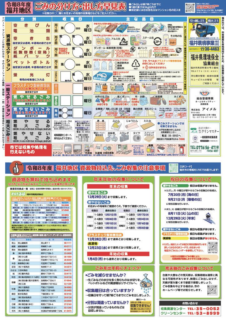 ごみ分け方・出し方早見表